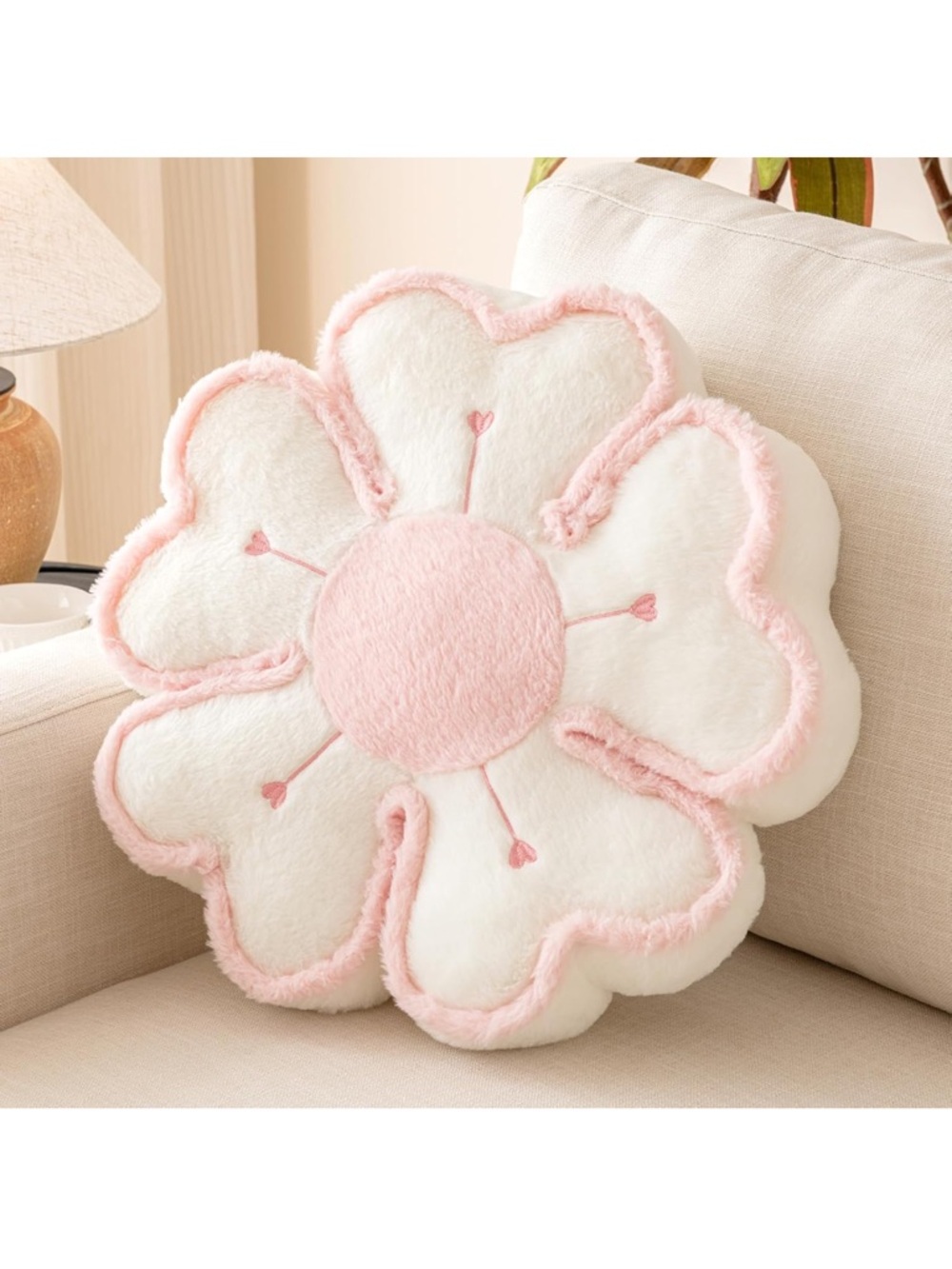 Plush Flower Throw Pillow 17”